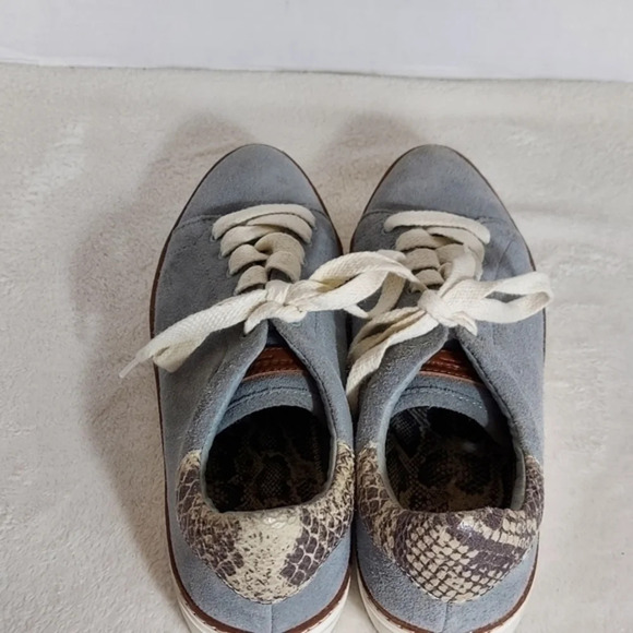 Liebeskind Berlin Gray Blue Suede Sneakers Snake Cuff Lace Up Pointed Toes - Picture 6 of 15